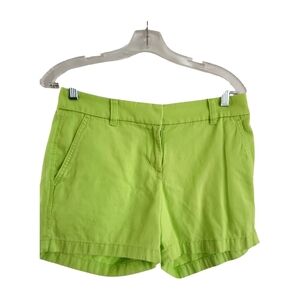 J. Crew Chino Shorts Size 2 Green Flat Front Pockets
